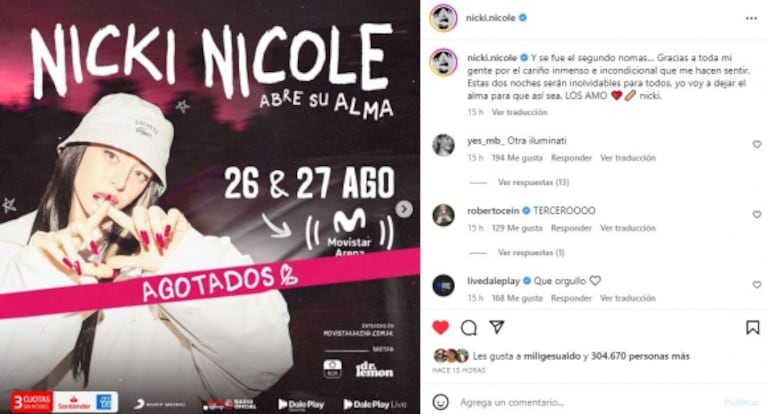 Nicki Nicole agotó su segundo Movistar Arena en Buenos Aires: "Estas dos noches serán inolvidables, voy a dejar el alma"