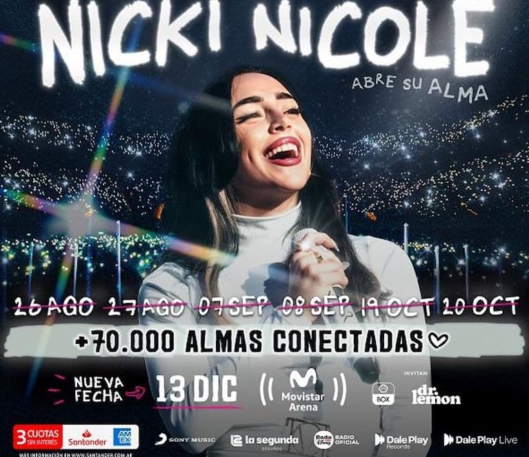 Nicki Nicole anunció el séptimo y último show del año en el Movistar Arena: cuándo será