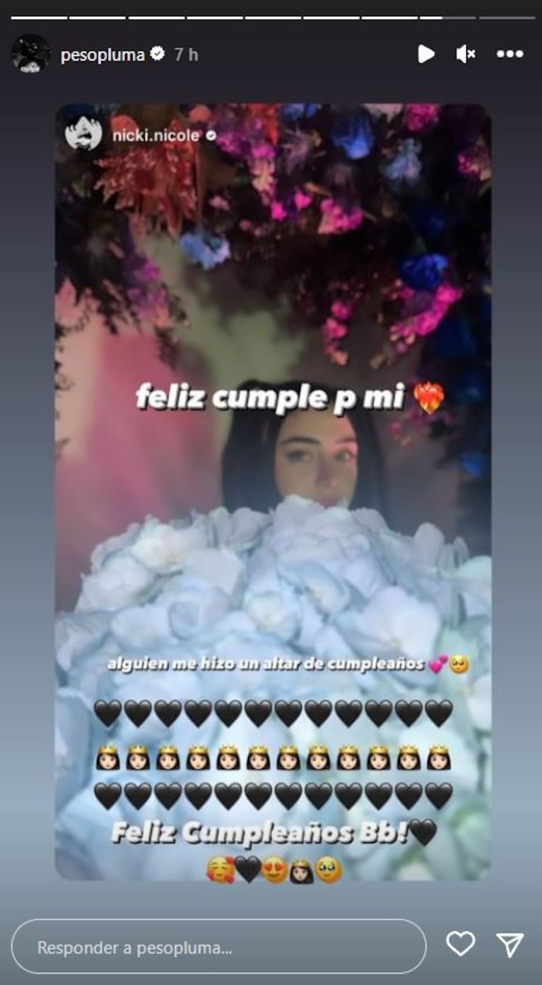 Nicki Nicole mostró el romántico regalo que le hizo Peso Pluma por su cumpleaños y se confirmaría el romance