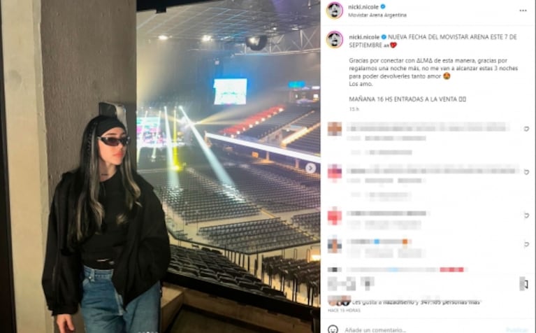 Nicki Nicole sorprendió a sus fans con el anuncio de un tercer Movistar Arena: cuándo será el show