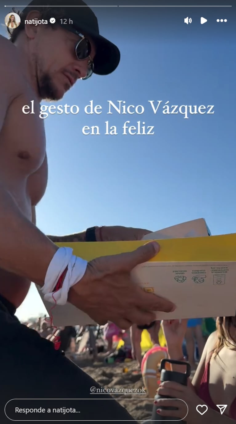 Nico les llevó comida a los guardavidas.