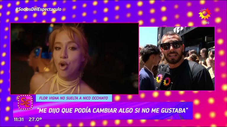 Nico Occhiato contó la charla privada que tuvo con Flor Vigna sobre la picante canción que le dedicó