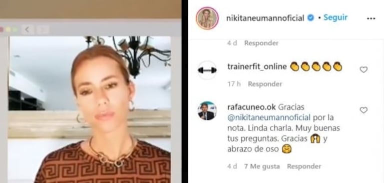 Nicole Neumann admitió qué tipo de relacion mantiene con Rafael Cúneo Libarona: "Tenemos buena onda"