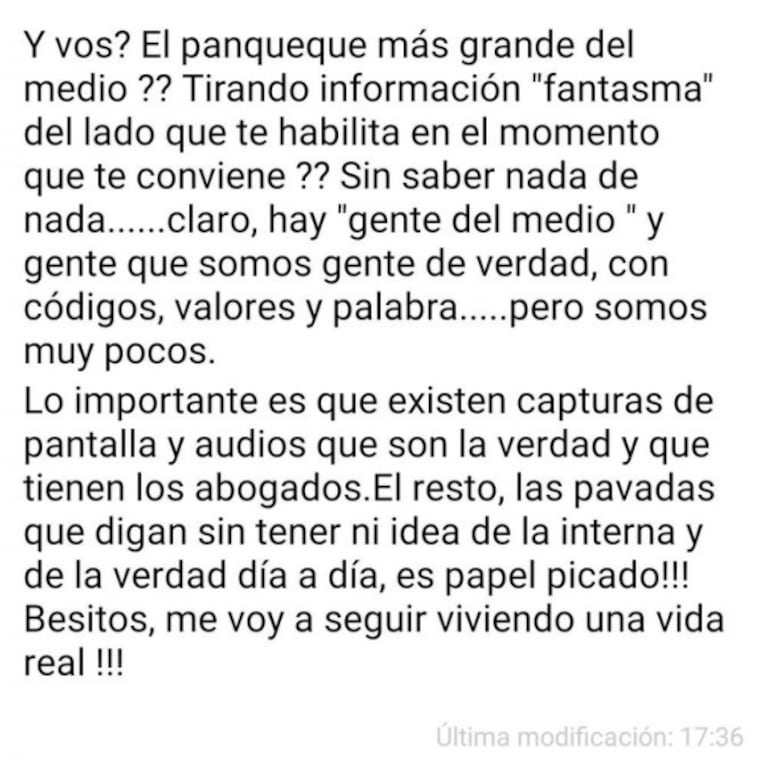 Nicole Neumann, tras los cuestionamientos de Jorge Rial: "¿Hablás como ejemplo de padre y ex? Qué caradura"