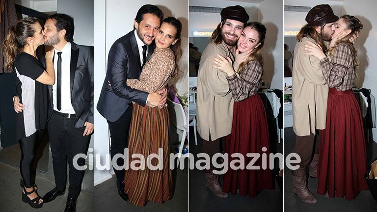 ¡Noche de amor y teatro! Garciarena, Paoloski, Flor Otero y Germán Tripel, romance en el estreno de El violinista en el tejado. Foto: Movilpress.