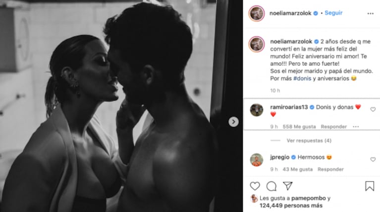 Noelia Marzol le dedicó a su esposo un apasionado posteo por su aniversario y reveló que quiere otro hijo: "Por más Donis"