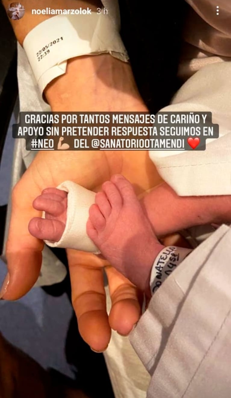 Noelia Marzol relató su parto con una emotiva secuencia fotográfica: "De repente te encontrás a los dos amores de tu vida"