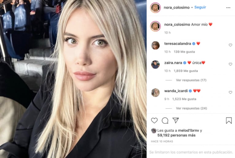 Nora Colosimo, la mamá de Wanda Nara, la apoyó públicamente en medio del escándalo con Mauro Icardi: "Amor mío"