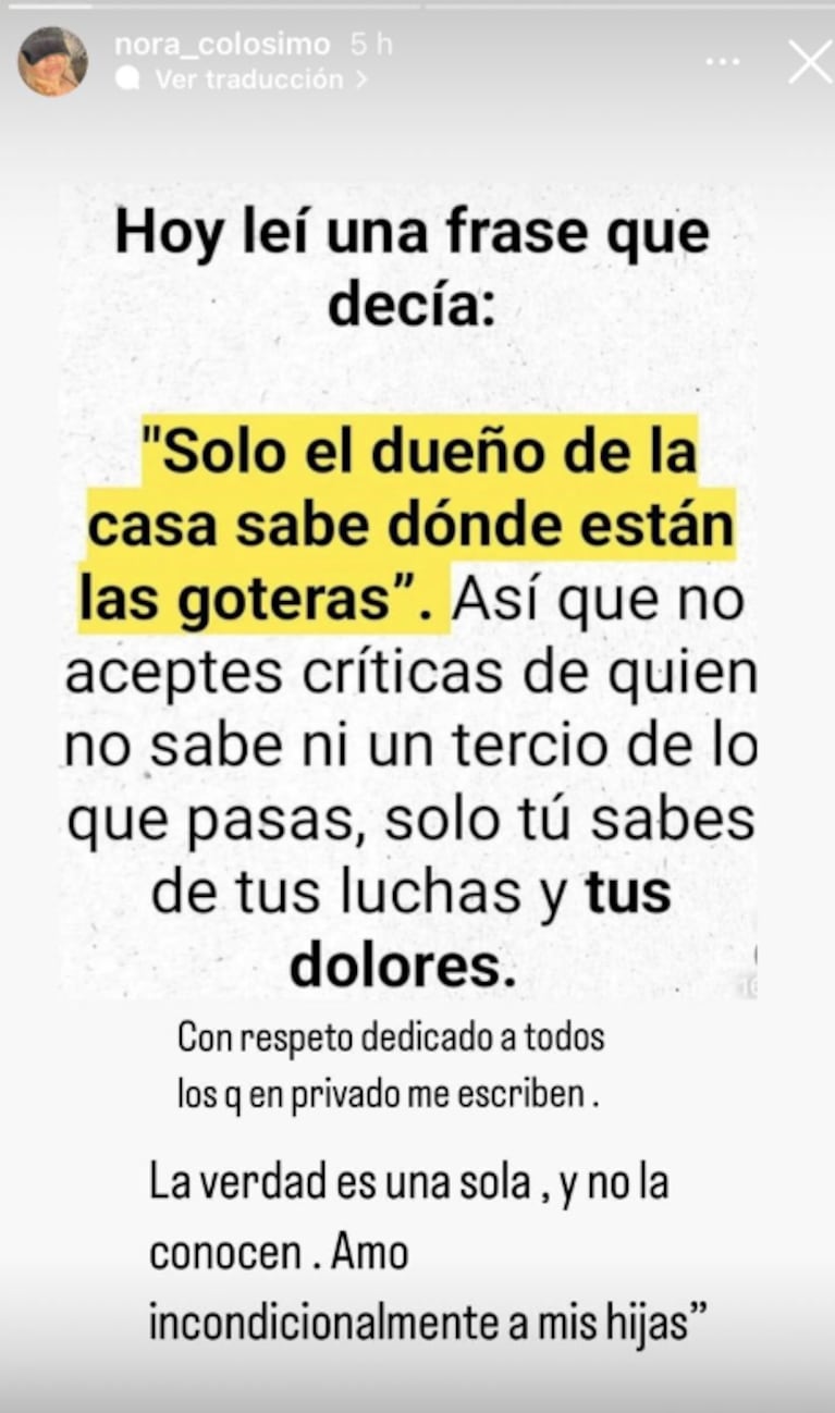 Nora defendió a Wanda y fulminó a Mauro.