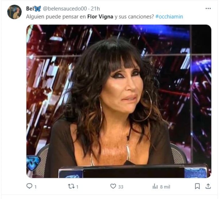 Occhiamin es real y los memes apuntan a Flor Vigna: “Una flor por otra flor”