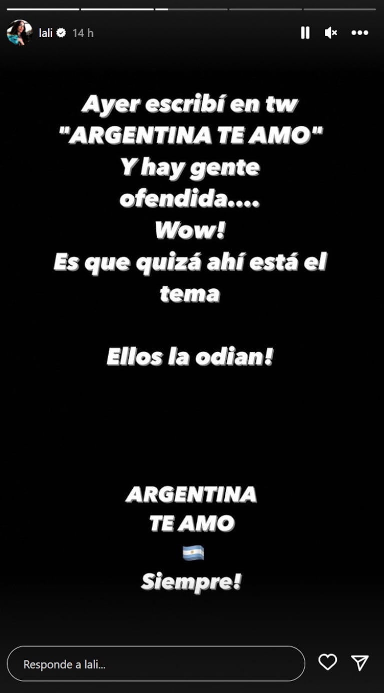 “Odian la Argentina”: el letal descargo de Lali Espósito tras haber sido criticada en las elecciones