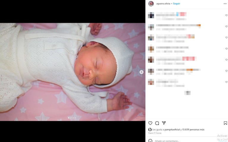 Olivia, la hija recién nacida de Kun Agüero y Sofía Calzetti ya tiene Instagram: a qué tres personas sigue