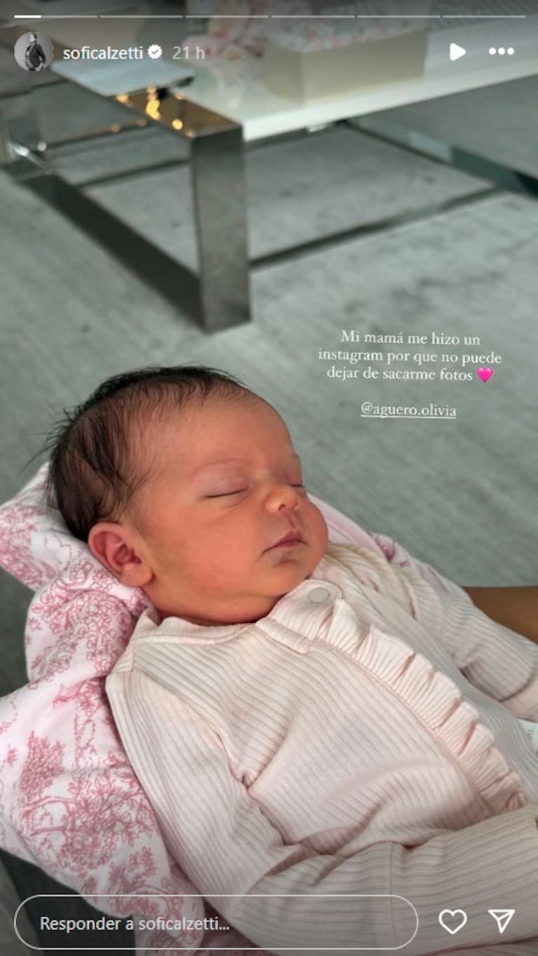 Olivia, la hija recién nacida de Kun Agüero y Sofía Calzetti ya tiene Instagram: a qué tres personas sigue