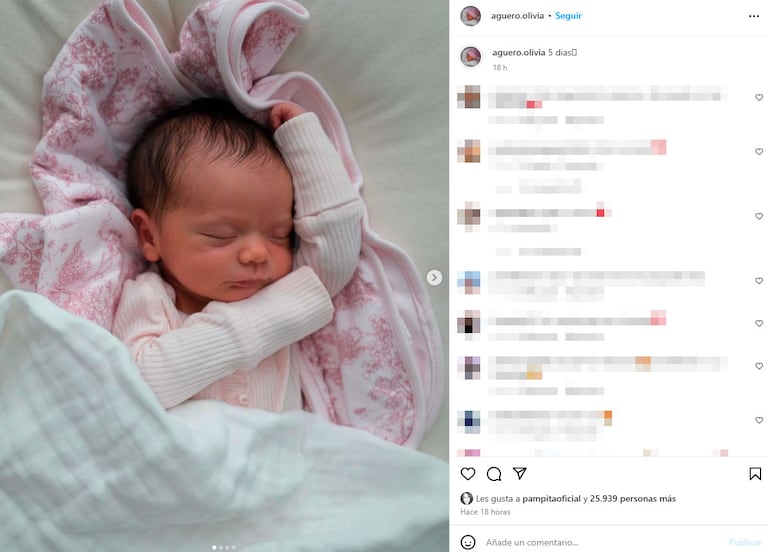 Olivia, la hija recién nacida de Kun Agüero y Sofía Calzetti ya tiene Instagram: a qué tres personas sigue