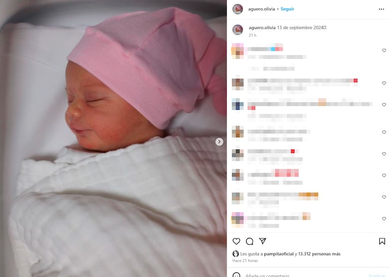 Olivia, la hija recién nacida de Kun Agüero y Sofía Calzetti ya tiene Instagram: a qué tres personas sigue