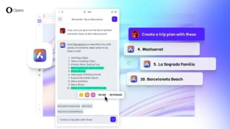 Opera One amplía las capacidades de consulta y creación de su IA Aria