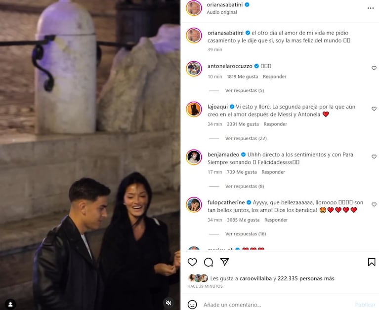 Oriana Sabatini abrió su corazón, tras el sorpresivo pedido de casamiento de Paulo Dybala: “Soy la más feliz”