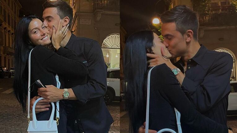 Oriana Sabatini y Paulo Dybala, a los besos en la noche italiana.