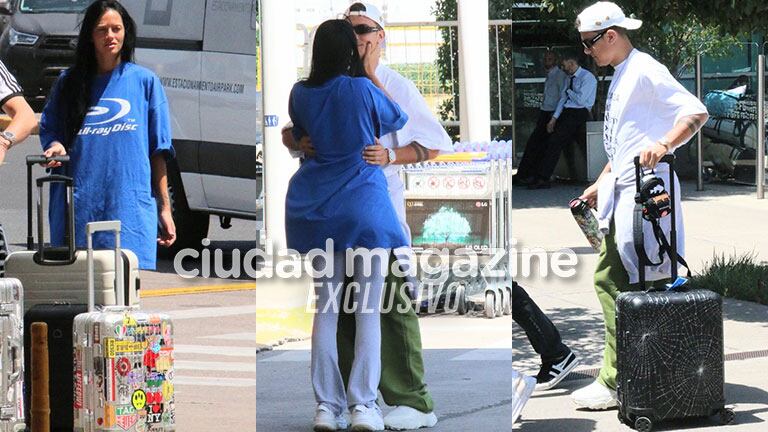 Oriana Sabatini y Paulo Dybala en el Aeropuerto de Ezeiza (Fotos: Movilpress). 