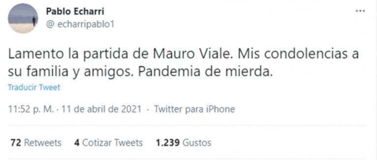 Pablo Echarri lamentó la muerte de Mauro Viale tras haber estado enfrentados durante años: "Lamento su partida"