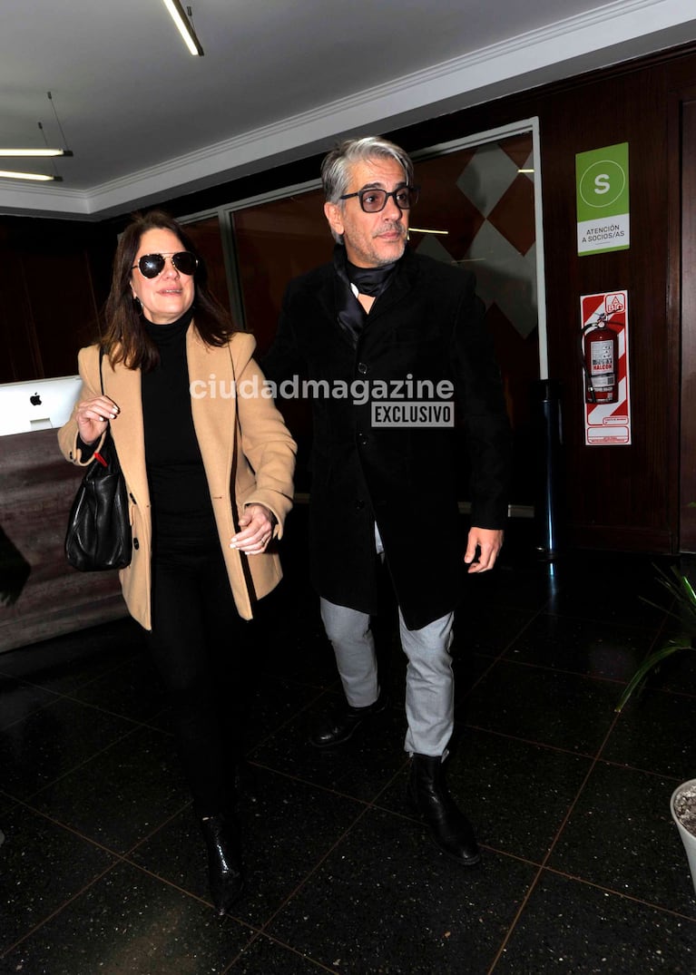 Pablo Echarri y Nancy Dupláa en el velatorio de Pepe Soriano (Foto: Movilpress).