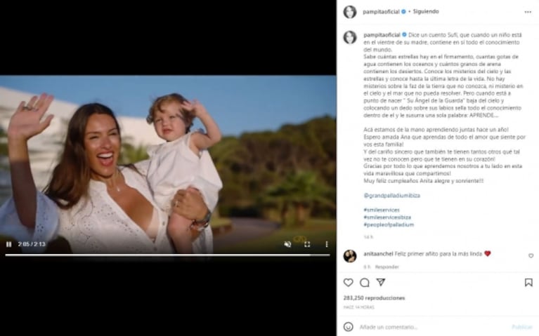 Pampita compartió la intimidad del primer cumpleaños de Ana en Ibiza con un conmovedor mensaje