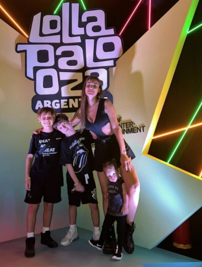 Pampita compartió las fotos más divertidas de sus hijos Bautista, Benicio, Beltrán y Ana en el Lollapalooza