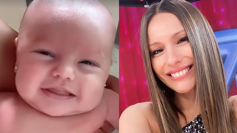 Pampita compartió las fotos más lindas de Ana riendo a carcajadas mientras la bañaba.