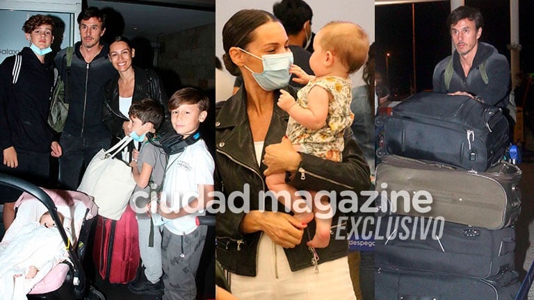 Pampita, con sus hijos y Roberto García Moritán rumbo a Punta Cana (Fotos: Movilpress)