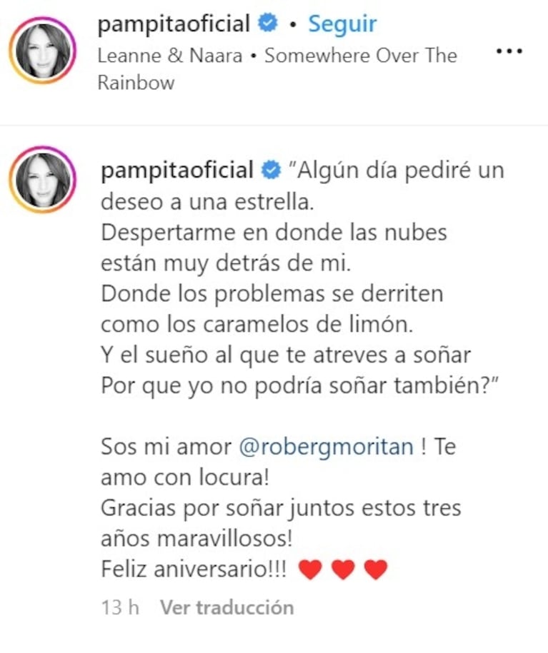 Pampita le dedicó un íntimo video a Roberto García Moritán por su aniversario de casados: "Te amo con locura"