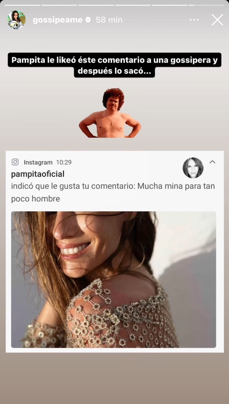 Pampita le puso like a un comentario en medio de su separación de Roberto García Moritán (Foto: captura de Gossipeame).