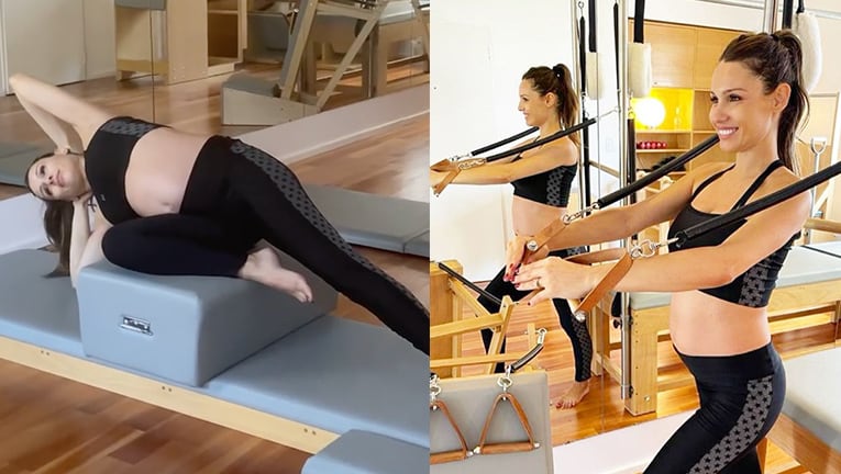 Pampita lució su pancita mientras hacía pilates.