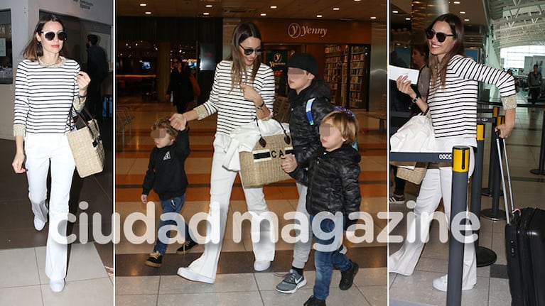 Pampita viajó a España con sus hijos para que se reencuentren con Benjamín Vicuña (Foto: Movilpress)