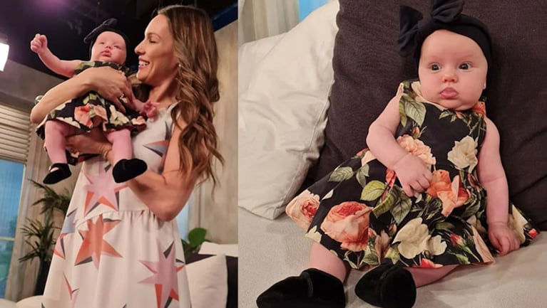 Pampita vistió a su beba Ana con un outfit súper chic para llevarla a Pampita Online.