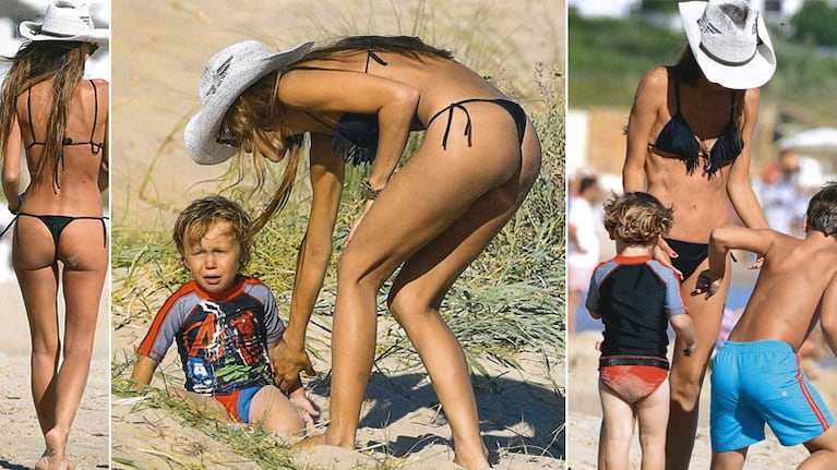 Pampita y su look "cowgirl" en las playas de Punta del Este: sombrero y bikini con flecos para disfrutar del sol