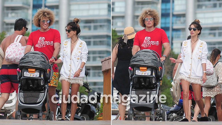 ¡Paseos en familia! Rulo y Gabriela Sari, día de relax junto a Donna en las calles de Punta del Este