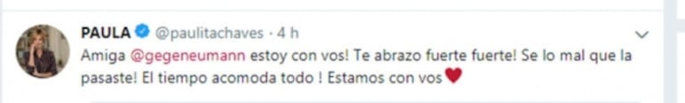 Paula Chaves apoyó a Geraldine Neumann tras su acusación contra Ariel Rodríguez Palacios