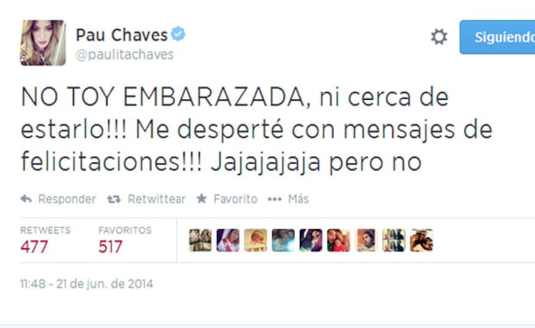 Paula Chaves desmintió los rumores sobre un posible embarazo (Foto: Captura). 