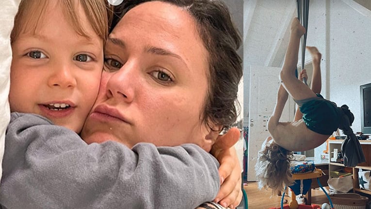 Paula Chaves mostró a su hijo mayor haciendo "telas acrobáticas" y se refirió a su explosiva energía.