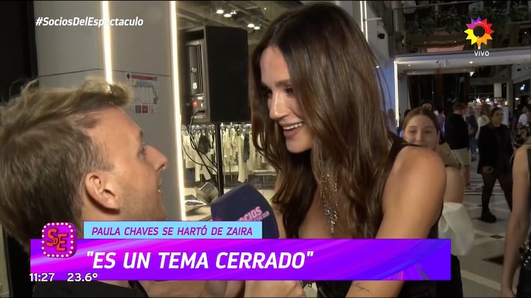 Paula Chaves se hartó de que le pregunten por la pelea con Zaira Nara y se fue de la nota: “Me agota”