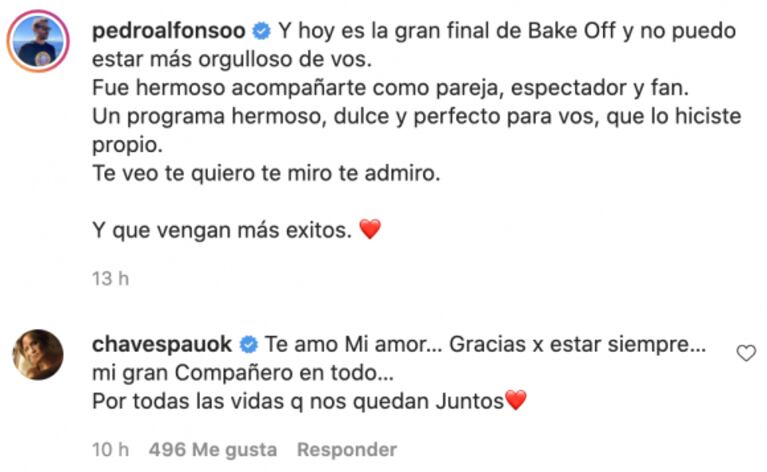 Paula Chaves y Pedro Alfonso se pusieron románticos con la final de Bake Off