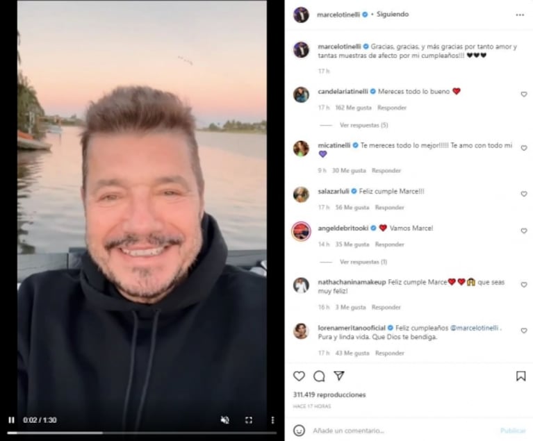 Paula Robles le dedicó un tierno posteo a Marcelo Tinelli por su cumpleaños: "Deseo siempre tu felicidad"