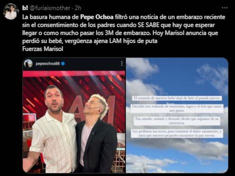 Pepe Ochoa se transformó en tendencia en las redes tras el mensaje de Martín Ku sobre el embarazo de Marisol (Foto: Twitter / X)