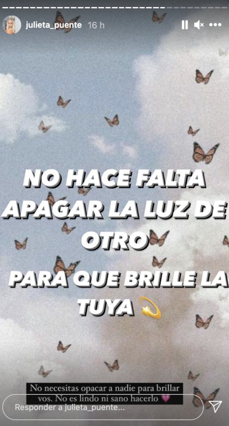 Picante mensaje de Julieta Puente tras su cruce con Jujuy Jiménez: "No necesitás opacar a nadie para brillar"