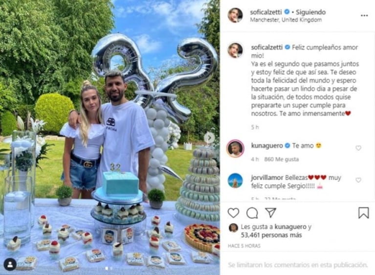 Picante mensaje de la novia al Kun Agüero ¿dedicado a Gianinna Maradona?: "Un cumple para nosotros"