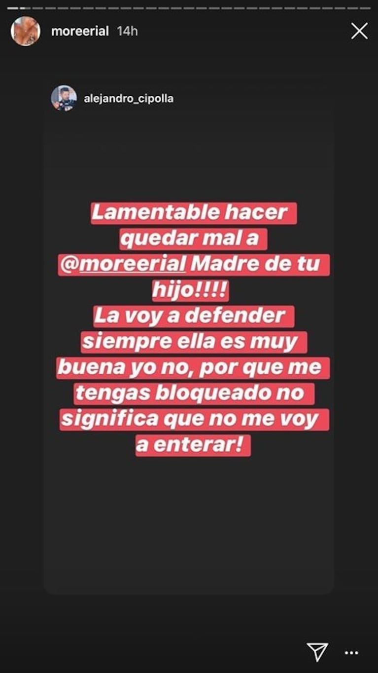 Picante mensaje del abogado de Morena Rial para Facundo Ambrosioni, tras confesar una infidelidad: "Lamentable hacer quedar mal a la mamá de tu hijo"