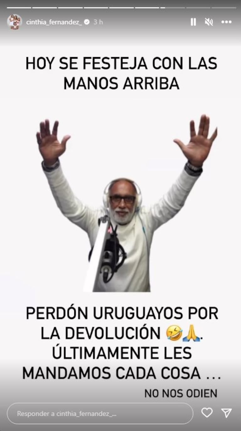 Picante posteo de Cinthia Fernández luego de que el Negro González Oro se despida de Nosotros a la mañana: "No nos odien"