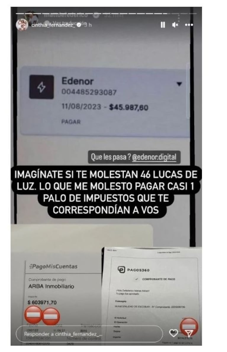 Picante posteo de Cinthia Fernández luego de que el Negro González Oro se despida de Nosotros a la mañana: "No nos odien"