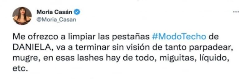 Picante tweet de Moria Casán sobre Daniela de Gran Hermano 2022: "Me ofrezco a limpiarle las pestañas"