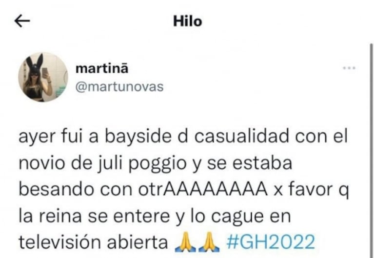 Picantísimo rumor del novio de Julieta Poggio de Gran Hermano, a los besos en un boliche: "Estaba con otra"